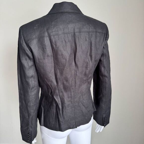 Lauren Ralph Lauren 100% Linen Blazer Size 4 Black - Picture 4 of 6